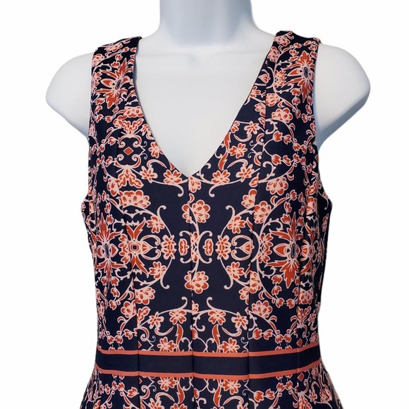 VINCE CAMUTO Pink and Blue Fit and Flare Scuba Dress   Size 6 - Picture 4 of 11